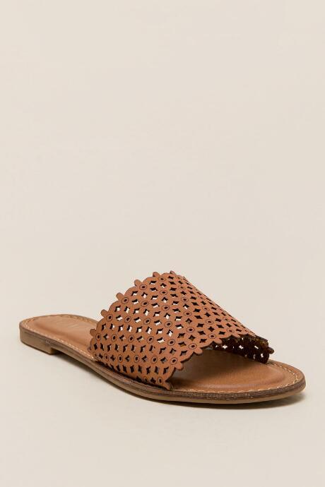 Xoxo Rachad Perforated Slide Sandal - Tan
