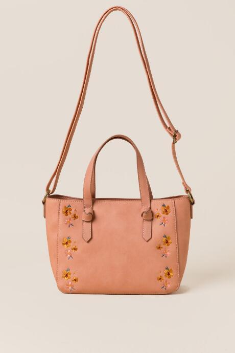 Francesca's Penny Embroidered Satchel - Blush