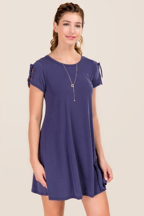 Alya Fincher Lattice Sleeve Dress - Navy