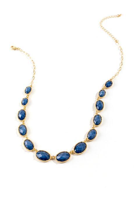 Francesca's Courtney Oval Facet Statement Necklace - Navy
