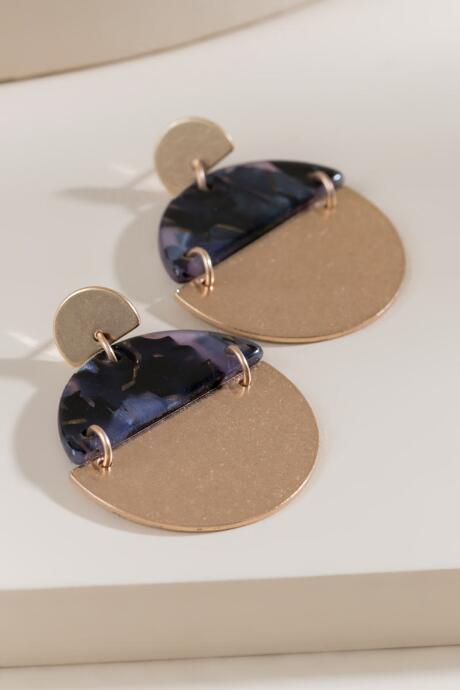 Francesca's Isabel Half Metal Circle Drop Earrings - Purple