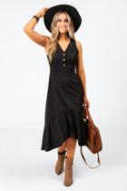 Francesca's Gilda Button Tank Dress - Black