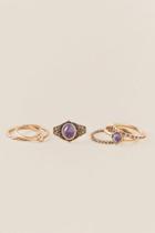 Francesca's Theadosia Semi Precious Ring Set - Purple
