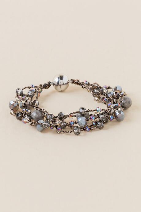 Francesca's Amalia Bead Thread Magnetic Wrap Bracelet - Gray