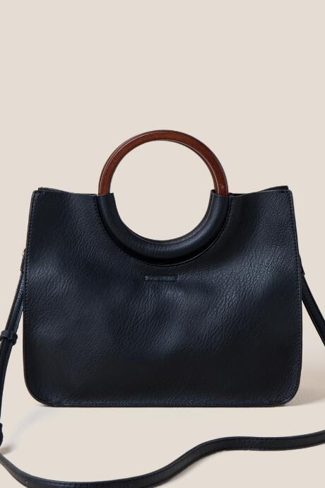 Francesca's Betty Wood Handle Mini Tote - Black