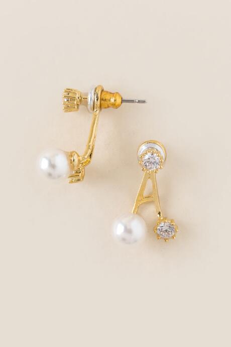 Francesca's Alexi Cubic Zirconia Pearl Stud Earring - Pearl