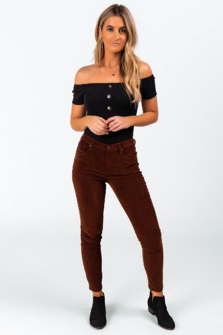 Francesca's Patty Skinny Corduroy Pants - Brown