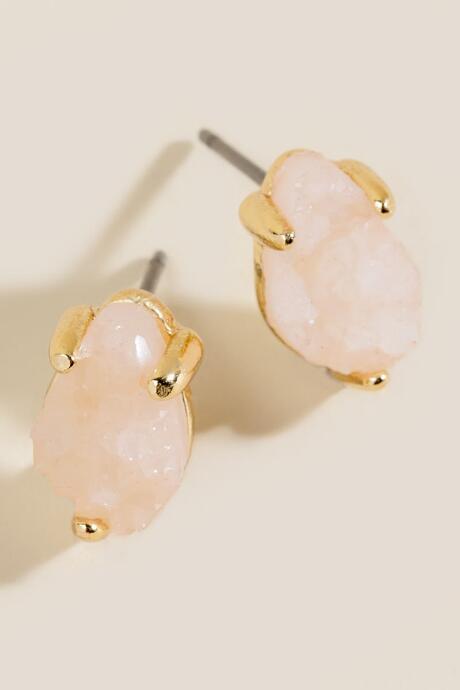 Francesca's Jill Rose Quartz Prong Studs - White