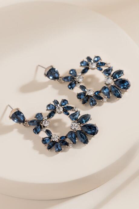 Francesca's Aubrey Open Stone Chandelier Earrings - Navy