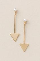 Francesca's Diaz Pearl Arrow Linear Drop Earring - Gold