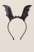 Francesca's Francesca Glitter Bat Wings Headband - Black