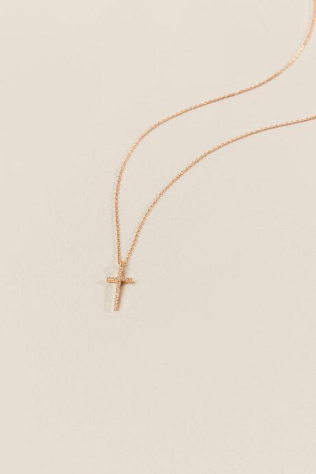 Francesca's Rebekah Crystal Cross Necklace - Gold