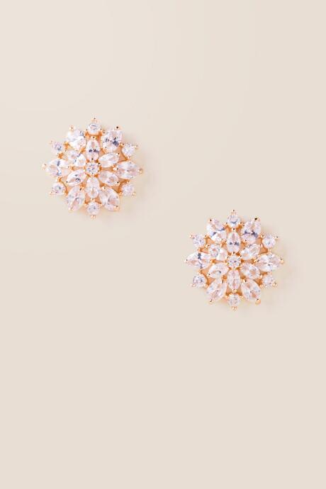 Francesca's Nina Cubic Zirconia Flower Stud Earring - Crystal