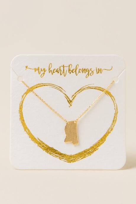 Francesca's Mississippi State Pendant Necklace - Gold