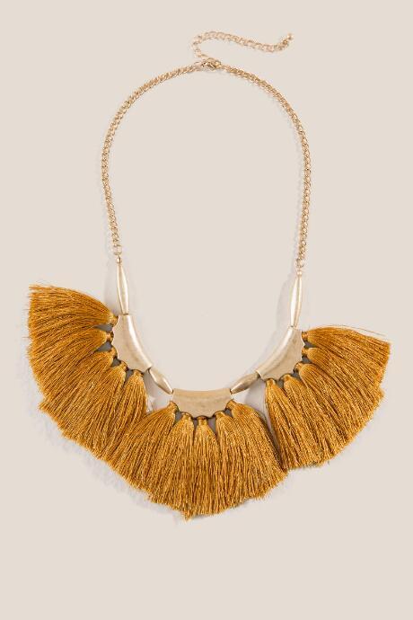 Francesca's Alanna Tassel Statement Necklace - Marigold