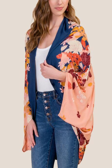 Francesca's Cara Floral Kimono - Rose