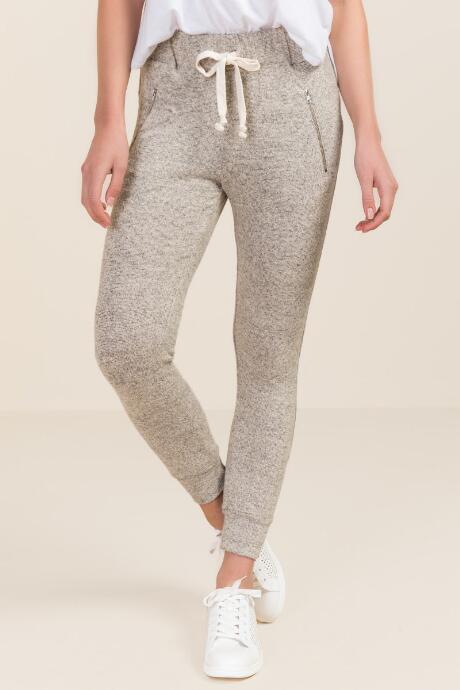 Dee Elle Bobbie Brushed Hacci Jogger - Heather Oat