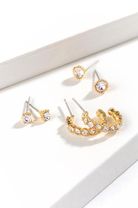 Francesca's Mallory Cz Stud Earring Set - Crystal