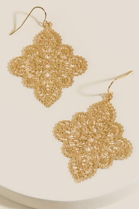 Francesca's Mia Filigree Kite Earrings - Gold