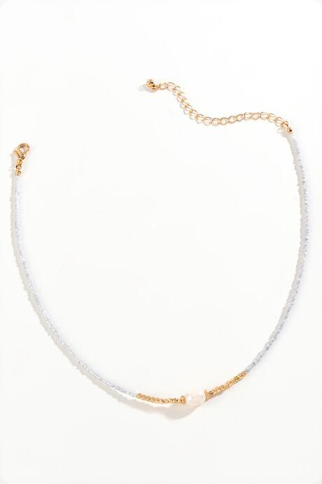Francesca's Kinsley Pearl Choker Necklace - Mixed Plating