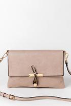 Francesca's Jill Solid Front Hook Crossbody - Taupe