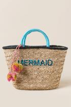 Francesca's Pom Pom Mermaid Straw Tote - Natural