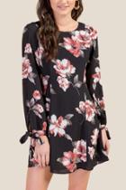 Francesca's Patricia Floral Shift Dress - Black