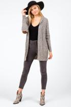 Francesca's Prestyn Hooded Open Cardigan - Taupe