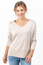Francesca's Autumn Fine Gauge Sweater Top - Heather Oat