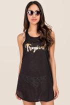 Francescas Gold Tropical Foil Screen Cover-up - Black