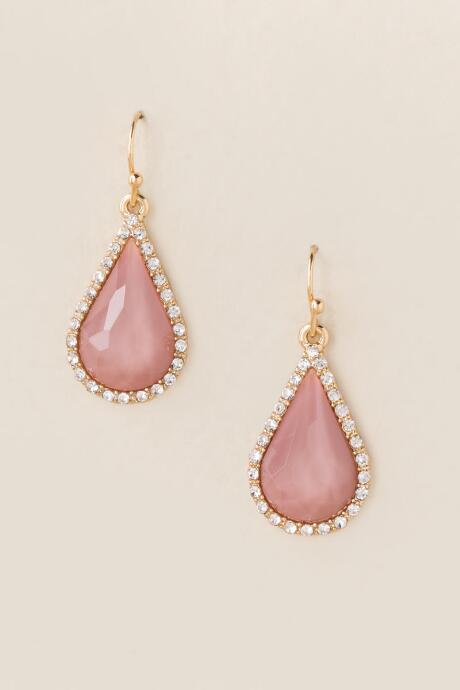 Francesca's Esmie Teardrop Trim Earring In Blush - Crisp Champagne