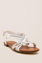 Unisa Kinda Braided Metallic Gladiator Sandal - White