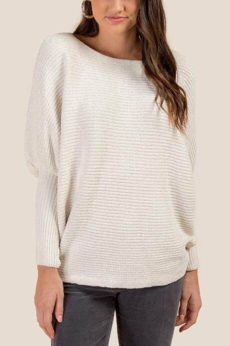 Francesca's Cora Chenille Fitted Sleeve Sweater - Ivory