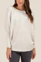 Francesca's Cora Chenille Fitted Sleeve Sweater - Ivory