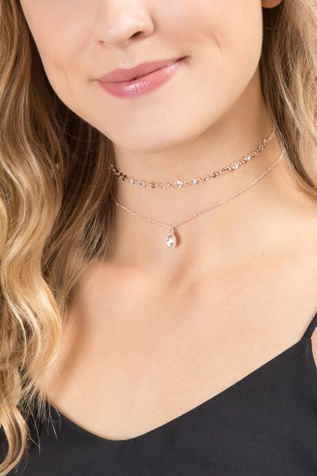 Francesca Inchess Hazel Crystal Choker Set - Rose/gold