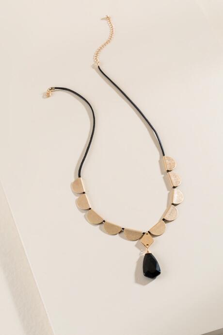 Francesca's Chey Stone Pendant Necklace - Black