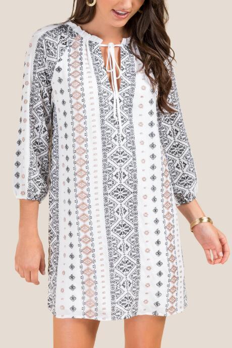 Francesca Inchess Ansley Embroidered Shift Dress - Ivory