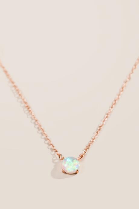 Francesca's Rose Gold Opal Necklace - Iridescent