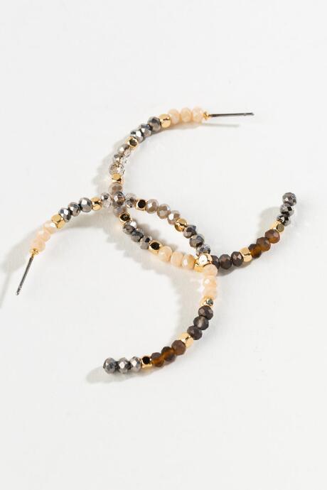 Francesca's Celeste Glass Bead Hoops - Pewter