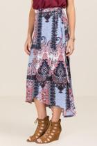 Blue Rain Diere Printed Wrap Skirt - White