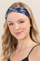Francesca's Edyn Floral Stripe Headband - Navy