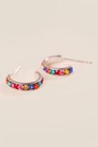Francesca's Christy Rainbow Crystal Hoop Earrings - Multi