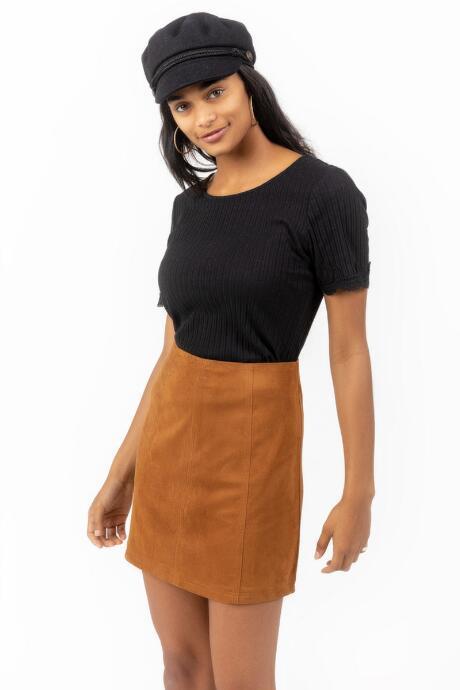 Francesca's Julianne Faux Suede Mini Skirt - Taupe