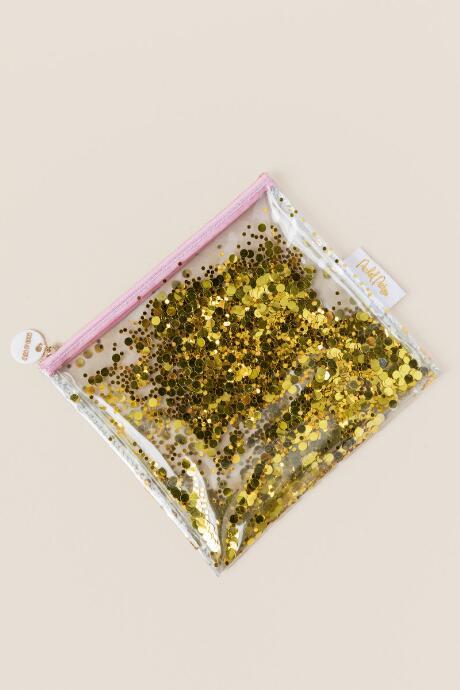 Francesca's Gwen Gold Confetti Pouch - Gold