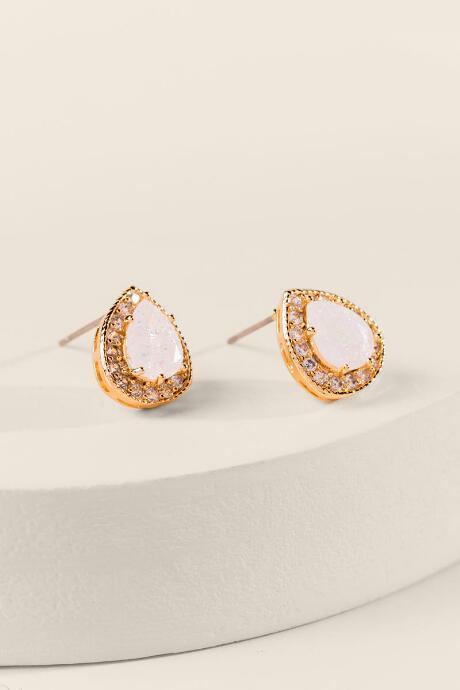 Francesca's Jaleesa Pave Trim Stud Earrings - White