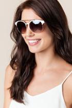 Francesca's Weston Round Sunglasses - White