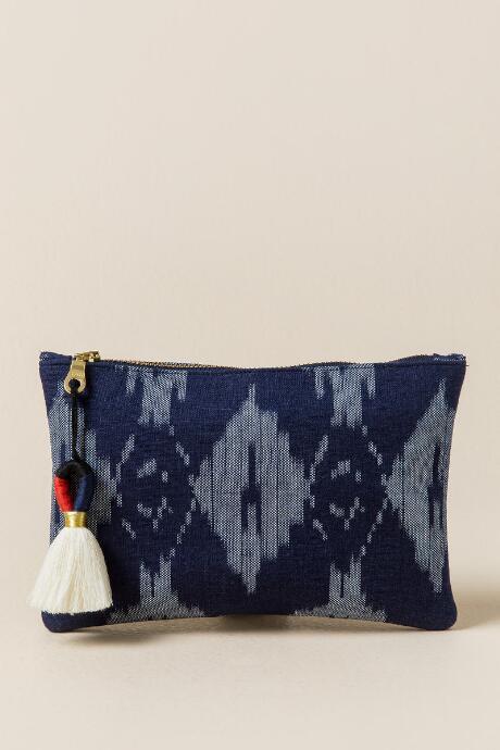 Francesca's Indy Ikat Tassel Travel Pouch - Navy