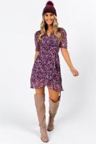 Francesca's Albany Floral Wrap Dress - Purple