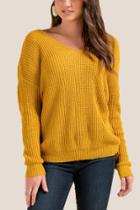 Francesca's Karly Open Back Sweater - Sunshine