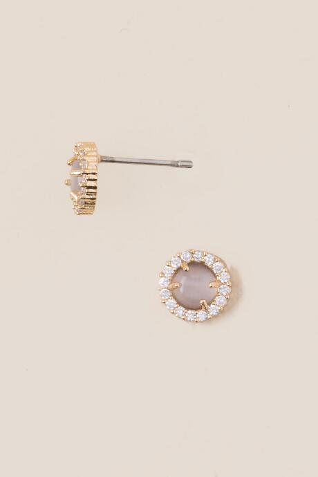 Francesca's Bella Halo Stud Earring - Gray